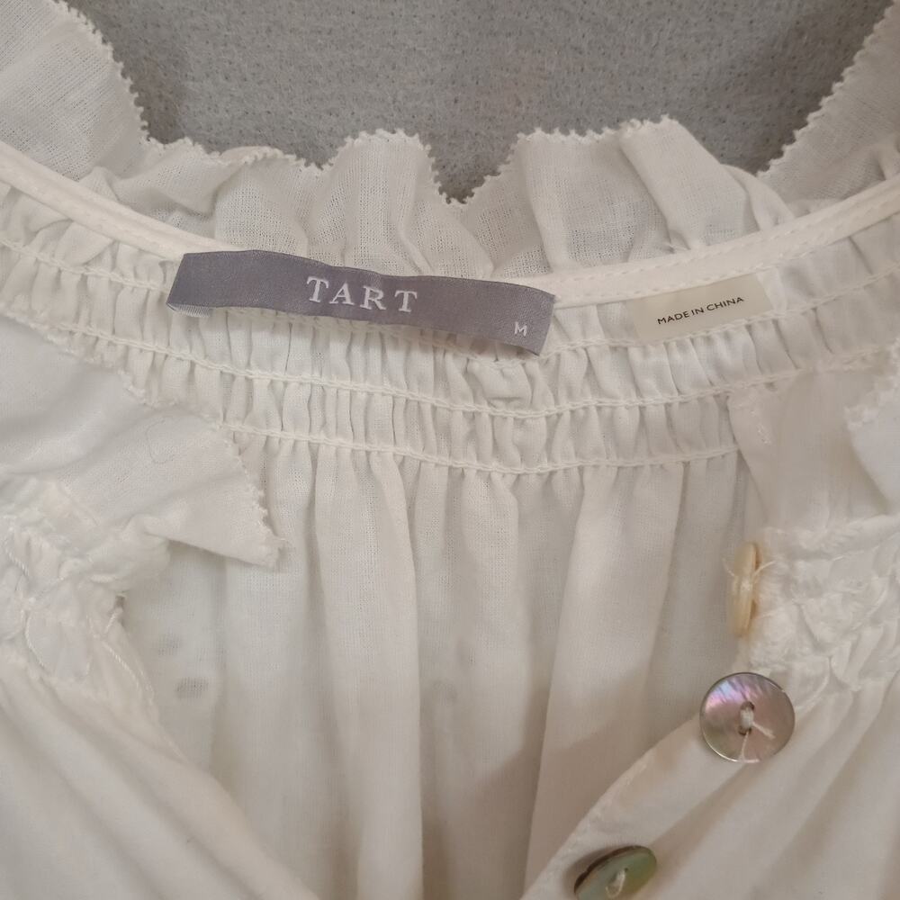 NWT Tart Mia White Eyelet Dress Women L Peasant Dainty Cotton Cottagecore - Picture 4 of 10